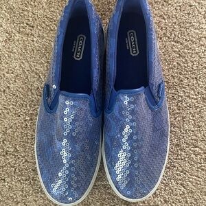 Coach  Shimmering Blue Sequin Sneakers